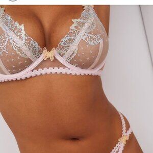 new FOR LOVE AND LEMONS DOTTIE pink metallic butterfly bra m medium
